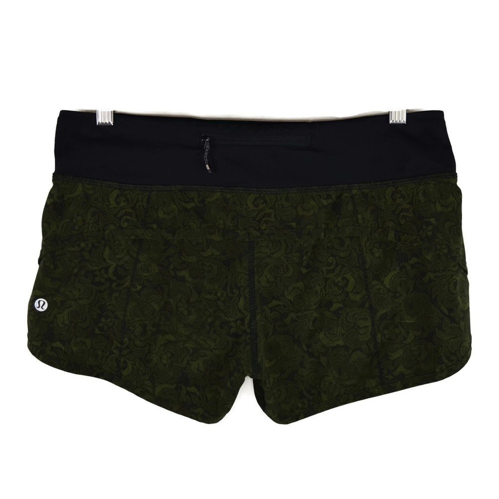 lululemon Run: Speed Shorts Size 6 in Mini Pencil Lace Brave Olive & Black